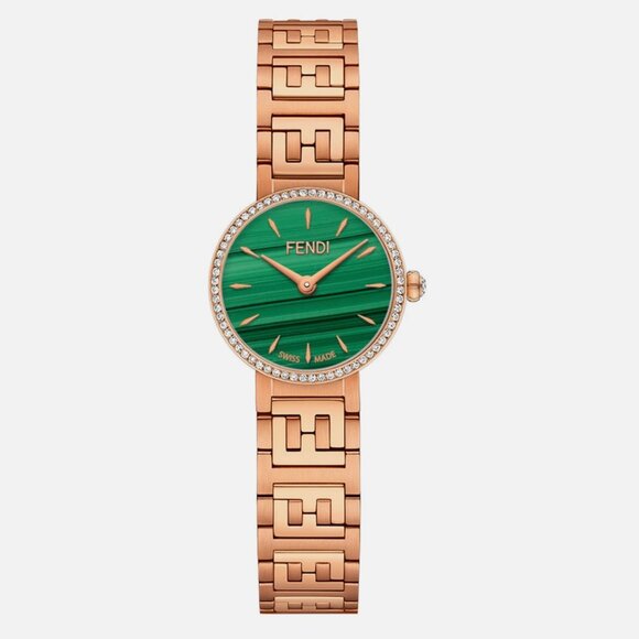 Fendi Womens Rose Gold 19mm Green Diamond Face Watch main image 3